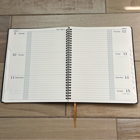 Poprun Softcover 2026 Weekly Monthly Planner Stationary Black Pebbled Academia - Picture 12 of 14